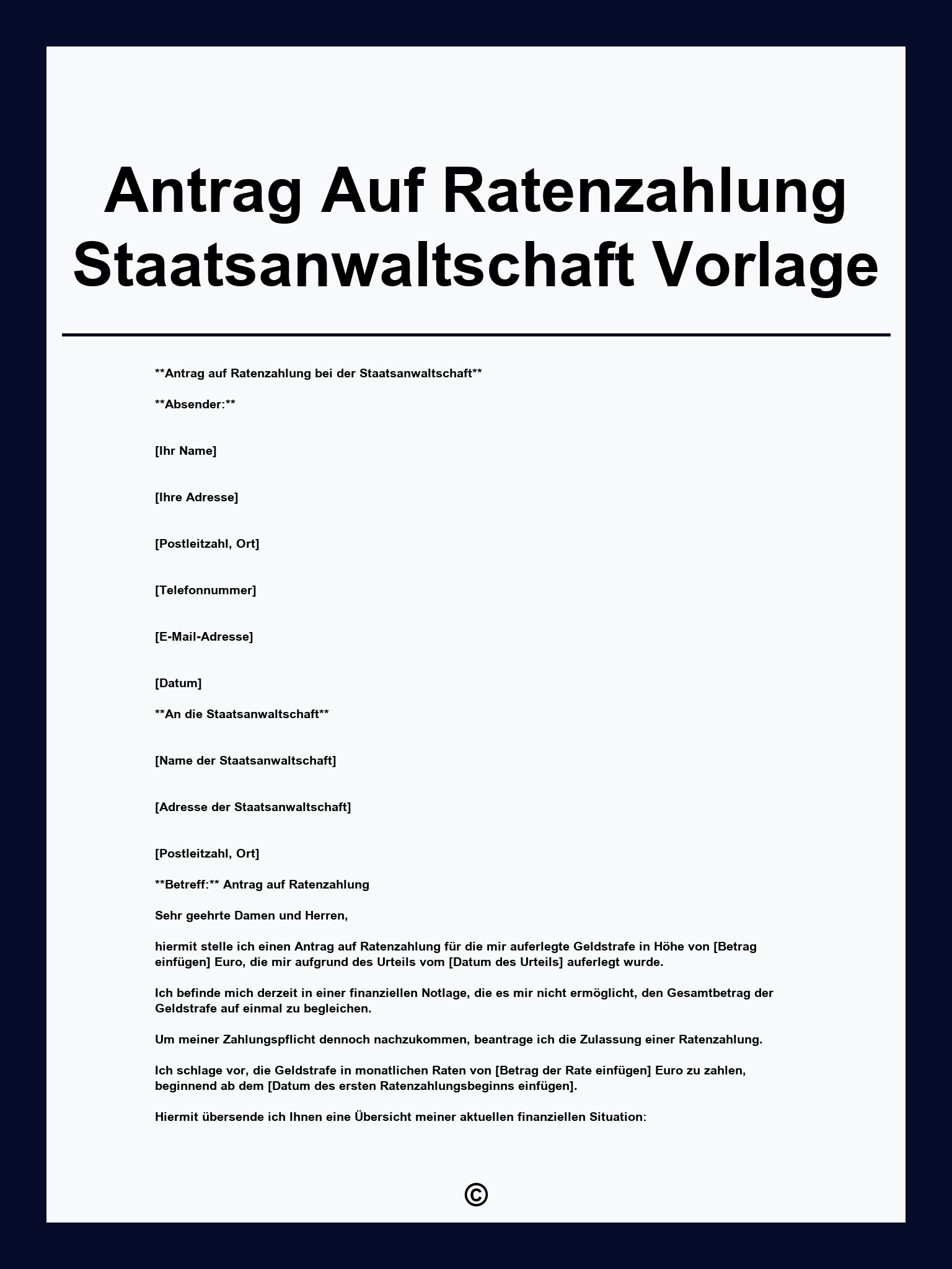Antrag Auf Ratenzahlung Staatsanwaltschaft Vorlage