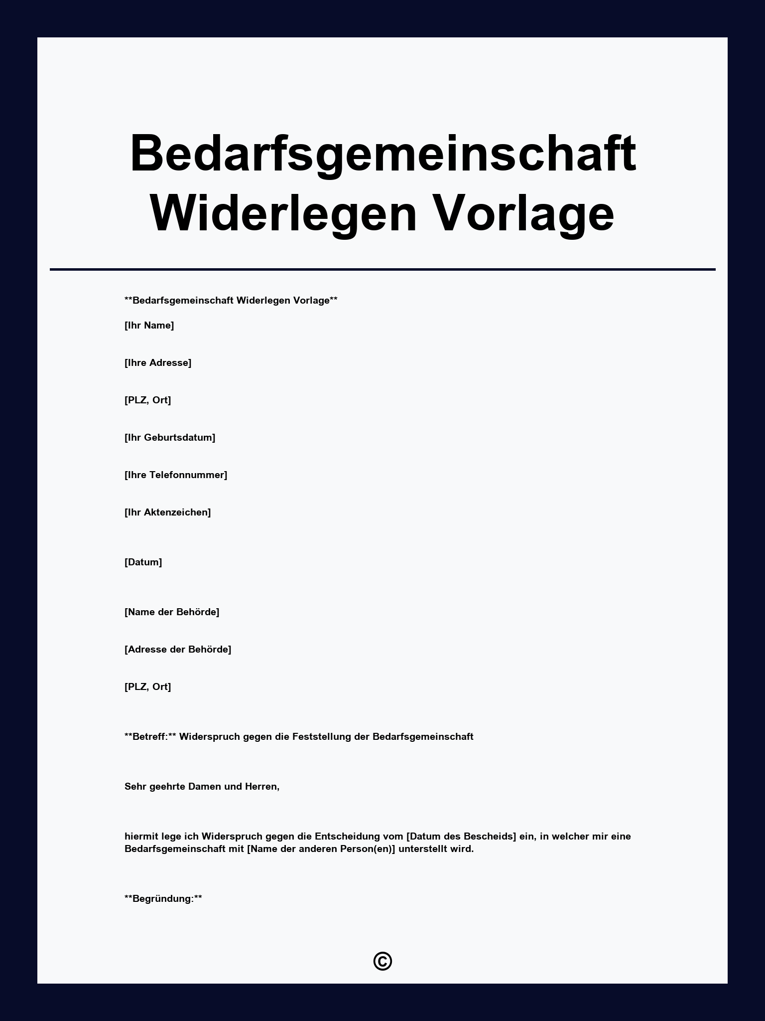 Bedarfsgemeinschaft Widerlegen Vorlage