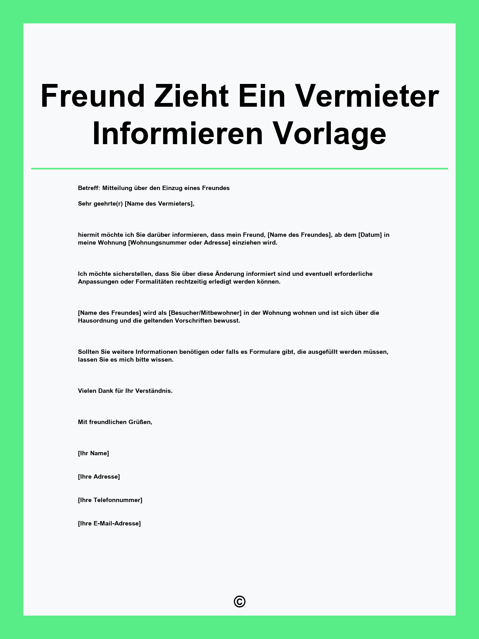 Freund Zieht Ein Vermieter Informieren Vorlage