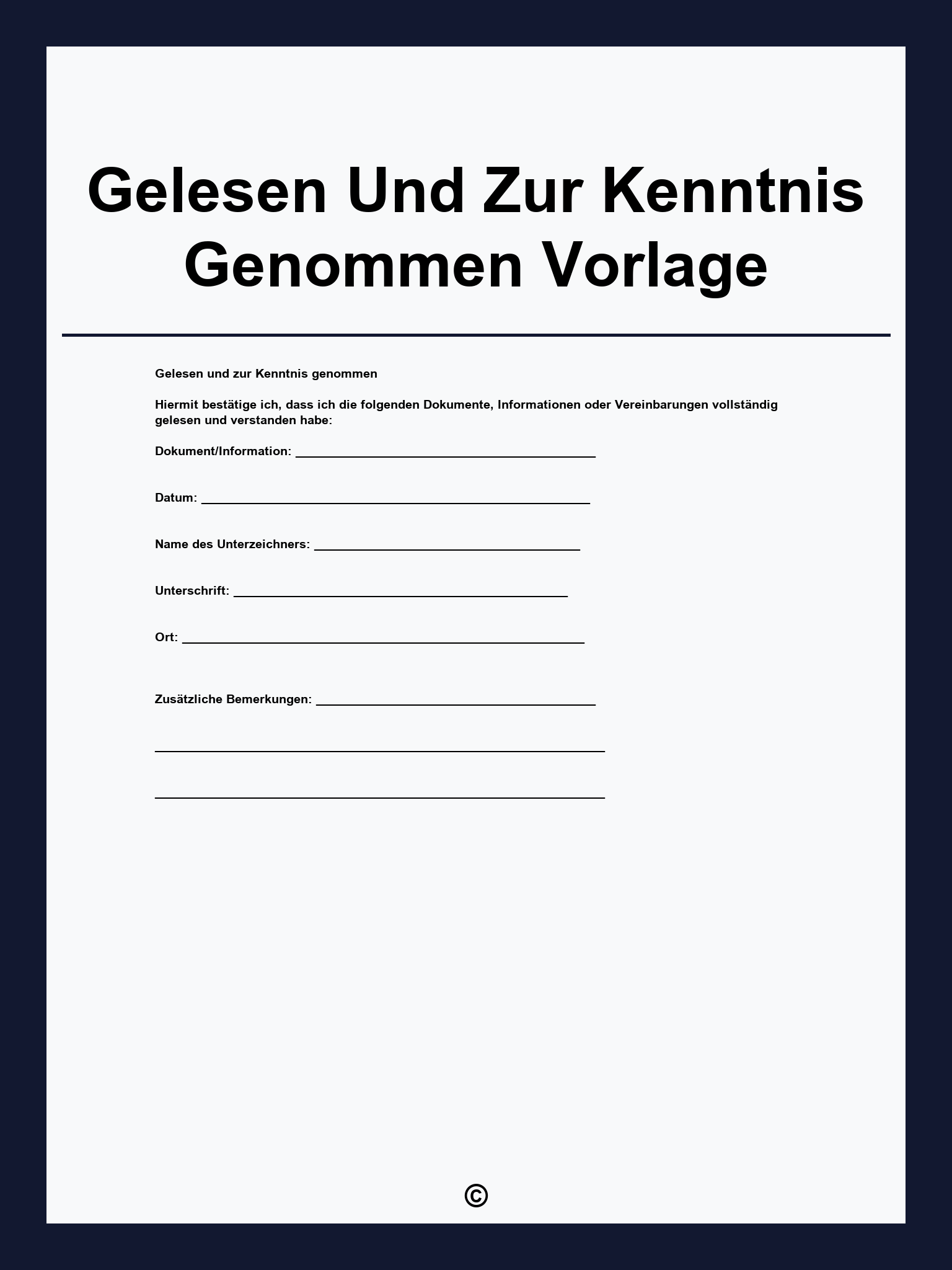 Gelesen Und Zur Kenntnis Genommen Vorlage