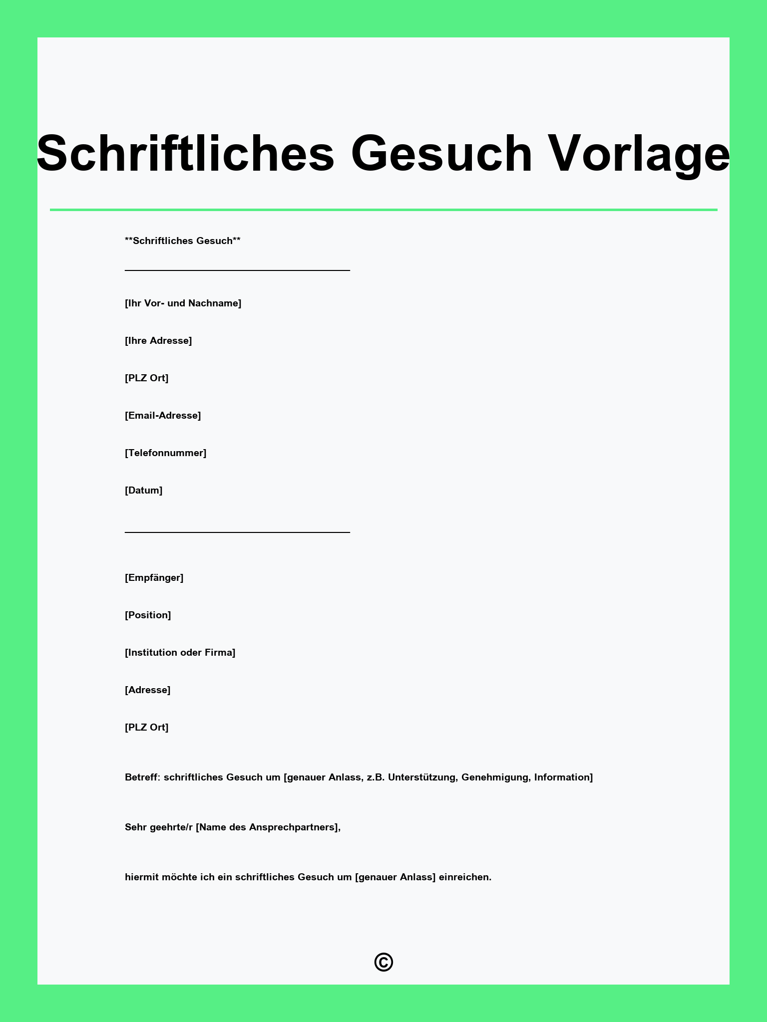 Schriftliches Gesuch Vorlage
