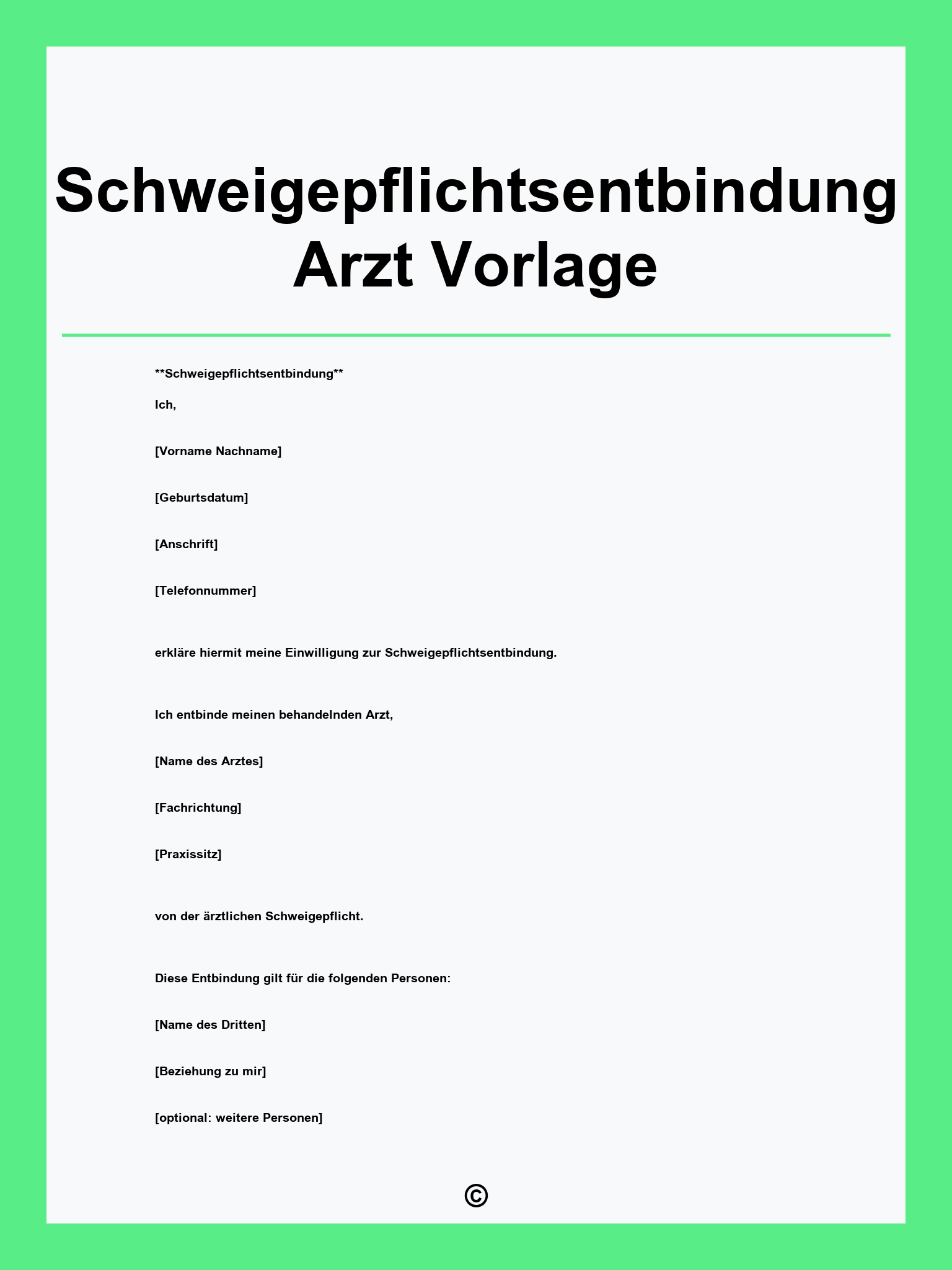 Schweigepflichtsentbindung Arzt Vorlage