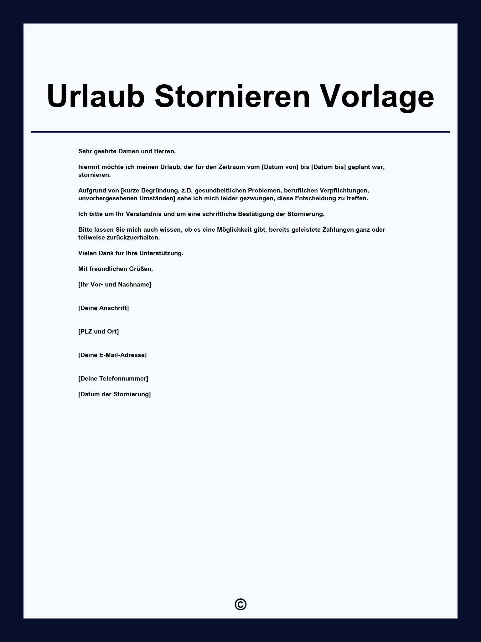 Urlaub Stornieren Vorlage